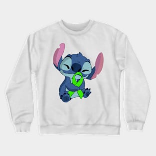 Blue Alien Holding an Awareness Ribbon (Green) Crewneck Sweatshirt